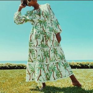 NWT Farm Rio Swinging Palm tree Maxi Linen Dress XS 0 2